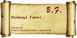Bodonyi Fanni névjegykártya
